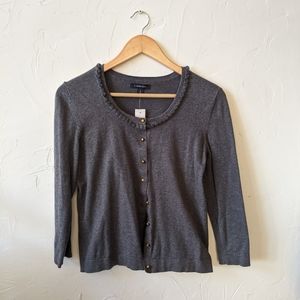 Ruffle Crew Neck Cardigan